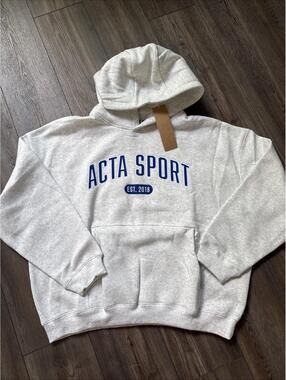 ACTA Heather Grey Cobalt Blue L/XL Hoodie NWT